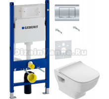 Комплект Унитаз подвесной Jacob Delafon Struktura EDF102-00 + Крышка E70025-00 с микролифтом + Инсталляция Geberit Duofix Delta 458.163.21.1 с кнопкой смыва, хром + Шумоизоляция 156.050.00.1