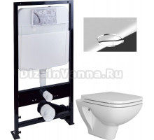 Комплект Унитаз подвесной DIWO Сочи 7508N003-0079 безободковая + Крышка Yakut 0344 с микролифтом + Инсталляция EWRIKA ProLT 0026-2020 + Кнопка 0051 хром