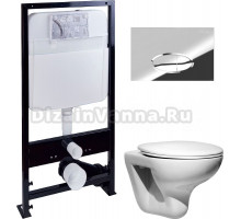 Комплект Унитаз подвесной Roca Mateo 346200000 + Крышка DIWO Матео 0346 с микролифтом + Инсталляция EWRIKA ProLT 0026-2020 + Кнопка 0051 хром