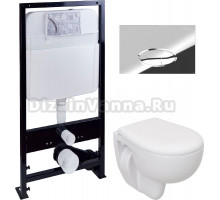 Комплект Унитаз подвесной Seramiksan Natura A051041H + Крышка AG50002 +   + Инсталляция EWRIKA ProLT 0026-2020 + Кнопка 0051 хром