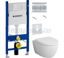 Комплект Унитаз подвесной AM.PM Awe C111738WH + Крышка C117852WH с микролифтом, петли хром + Инсталляция Geberit Duofix Delta 458.163.21.1 с кнопкой смыва, хром + Шумоизоляция 156.050.00.1
