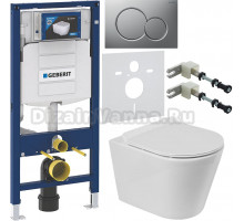 Комплект Унитаз подвесной BelBagno Flay-r BB053CHR + Крышка Piano BB2111SC с микролифтом + Инсталляция Geberit Duofix UP 320 111.300.00.5 + Кнопка Sigma 01 115.770.JQ.5 лакированная, матовый хром + Крепления 111.815.00.1 к стене + Шумоизоляция 156.050.00.