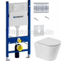 Комплект Унитаз подвесной BelBagno Flay-r BB053CHR + Крышка BB870SC с микролифтом + Инсталляция Geberit Duofix Delta 458.163.21.1 с кнопкой смыва, хром + Шумоизоляция 156.050.00.1