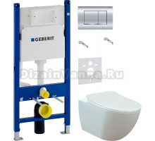 Комплект Унитаз подвесной Creavit Free FE322.00000 + Крышка KC4080.00 с микролифтом, ультратонкая, белая + Инсталляция Geberit Duofix Delta 458.163.21.1 с кнопкой смыва, хром + Шумоизоляция 156.050.00.1
