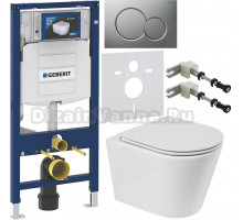 Комплект Унитаз подвесной BelBagno Flay-r BB053CHR + Крышка BB870SC с микролифтом + Инсталляция Geberit Duofix UP 320 111.300.00.5 + Кнопка Sigma 01 115.770.JQ.5 лакированная, матовый хром + Крепления 111.815.00.1 к стене + Шумоизоляция 156.050.00.1