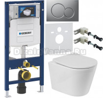 Комплект Унитаз подвесной BelBagno Flay-r BB053CHR + Крышка BB2031SC с микролифтом, петли хром + Инсталляция Geberit Duofix UP 320 111.300.00.5 + Кнопка Sigma 01 115.770.JQ.5 лакированная, матовый хром + Крепления 111.815.00.1 к стене + Шумоизоляция 156.0
