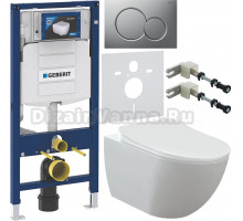 Комплект Унитаз подвесной Creavit Free FE322.00000 + Крышка KC4080.00 с микролифтом, ультратонкая, белая + Инсталляция Geberit Duofix UP 320 111.300.00.5 + Кнопка Sigma 01 115.770.JQ.5 лакированная, матовый хром + Крепления 111.815.00.1 к стене + Шумоизол