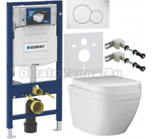 Комплект Унитаз подвесной Grohe Euro Ceramic 39206000 компактный + Крышка 39330001 с микролифтом + Инсталляция Geberit Duofix UP 320 111.300.00.5 + Кнопка Sigma 01 115.770.11.5 белая + Крепления 111.815.00.1 к стене + Шумоизоляция 156.050.00.1