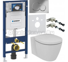 Комплект Унитаз подвесной Ideal Standard Connect AquaBlade E047901 + Крышка E712801 + Инсталляция Geberit Duofix UP 320 111.300.00.5 + Кнопка Sigma 01 115.770.21.5 хром + Крепления 111.815.00.1 к стене + Шумоизоляция 156.050.00.1