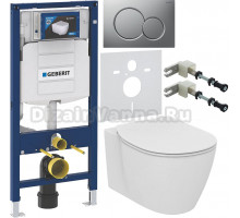 Комплект Унитаз подвесной Ideal Standard Connect AquaBlade E047901 + Крышка E772401 с микролифтом + Инсталляция Geberit Duofix UP 320 111.300.00.5 + Кнопка Sigma 01 115.770.JQ.5 лакированная, матовый хром + Крепления 111.815.00.1 к стене + Шумоизоляция 15
