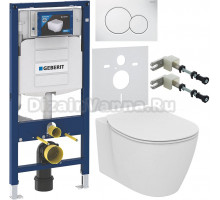 Комплект Унитаз подвесной Ideal Standard Connect AquaBlade E047901 + Крышка E772401 с микролифтом + Инсталляция Geberit Duofix UP 320 111.300.00.5 + Кнопка Sigma 01 115.770.11.5 белая + Крепления 111.815.00.1 к стене + Шумоизоляция 156.050.00.1