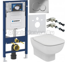 Комплект Унитаз подвесной Ideal Standard Esedra AquaBlade T386001 + Крышка T318101 с микролифтом + Инсталляция Geberit Duofix UP 320 111.300.00.5 + Кнопка Sigma 01 115.770.21.5 хром + Крепления 111.815.00.1 к стене + Шумоизоляция 156.050.00.1
