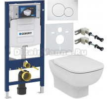 Комплект Унитаз подвесной Ideal Standard Esedra AquaBlade T386001 + Крышка T318101 с микролифтом + Инсталляция Geberit Duofix UP 320 111.300.00.5 + Кнопка Sigma 01 115.770.11.5 белая + Крепления 111.815.00.1 к стене + Шумоизоляция 156.050.00.1