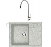Комплект Мойка кухонная ZETT lab. T150Q010 светло-серая + Смеситель Ledeme Rainbow L74004-9 серый матовый