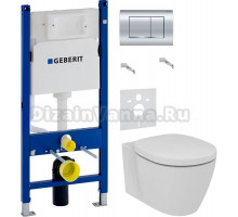 Комплект Унитаз подвесной Ideal Standard Connect AquaBlade E047901 + Крышка E712801 + Инсталляция Geberit Duofix Delta 458.163.21.1 с кнопкой смыва, хром + Шумоизоляция 156.050.00.1