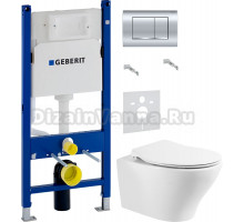 Комплект Унитаз подвесной BelBagno Acqua BB340CHR + Крышка Prospero BB2020SC с микролифтом, петли хром + Инсталляция Geberit Duofix Delta 458.163.21.1 с кнопкой смыва, хром + Шумоизоляция 156.050.00.1