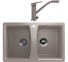 Комплект Мойка кухонная Ulgran U-402 -302 песочная + Смеситель U-010 -302 песочный