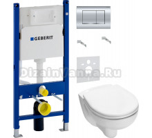 Комплект Унитаз подвесной TECE V04 9700004 + Крышка V04 9700602 с микролифтом + Инсталляция Geberit Duofix Delta 458.163.21.1 с кнопкой смыва, хром + Шумоизоляция 156.050.00.1