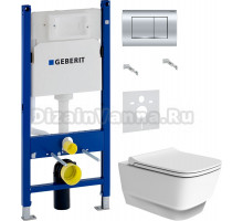 Комплект Унитаз подвесной Boheme Bello 971-MW белая матовая + Крышка 975-MW белая матовая + Инсталляция Geberit Duofix Delta 458.163.21.1 с кнопкой смыва, хром + Шумоизоляция 156.050.00.1