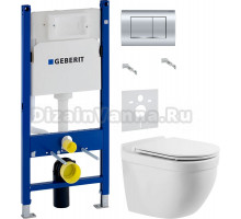 Комплект Унитаз подвесной BelBagno Senso -R BB017CHR + Крышка BB870SC с микролифтом + Инсталляция Geberit Duofix Delta 458.163.21.1 с кнопкой смыва, хром + Шумоизоляция 156.050.00.1