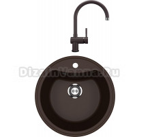 Комплект Мойка кухонная Ulgran U-601 -345 шоколад + Смеситель U-021 шоколад