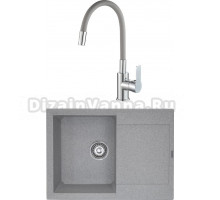 Комплект Мойка кухонная Kaiser KMM-5068 G серая + Смеситель Rush Siple SI7335-60Grey серый, с гибким изливом