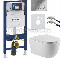 Комплект Унитаз подвесной BOND Oval F10-10 безободковый, с микролифтом + Крепления Geberit Duofix 111.815.00.1 к стене + Шумоизоляция 156.050.00.1 + Инсталляция UP 320 111.300.00.5 + Кнопка Sigma 01 115.770.21.5 хром