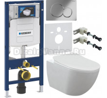 Комплект Унитаз подвесной Creavit Free FE322.00100 безободковый + Крышка KC4080.00 с микролифтом, ультратонкая, белая + Инсталляция Geberit Duofix UP 320 111.300.00.5 + Кнопка Sigma 01 115.770.21.5 хром + Крепления 111.815.00.1 к стене + Шумоизоляция 156.