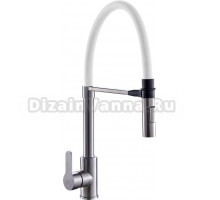 Смеситель для кухни Fashun A54511-8, с гибким изливом, сатин, белый