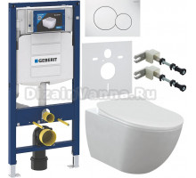 Комплект Унитаз подвесной Creavit Free FE322.00100 безободковый + Крышка KC4080.00 с микролифтом, ультратонкая, белая + Инсталляция Geberit Duofix UP 320 111.300.00.5 + Кнопка Sigma 01 115.770.11.5 белая + Крепления 111.815.00.1 к стене + Шумоизоляция 156