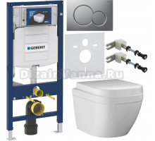 Комплект Унитаз подвесной Grohe Euro Ceramic 3920600H компактный + Крышка 39330001 с микролифтом + Инсталляция Geberit Duofix UP 320 111.300.00.5 + Кнопка Sigma 01 115.770.JQ.5 лакированная, матовый хром + Крепления 111.815.00.1 к стене + Шумоизоляция 156