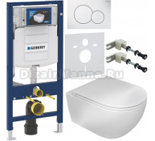 Комплект Унитаз подвесной GSG Like LKWCSO000 безободковая, белый глянец + Крышка LKCOPRSLTICRCN000 с микролифтом, белый глянец + Инсталляция Geberit Duofix UP 320 111.300.00.5 + Кнопка Sigma 01 115.770.11.5 белая + Крепления 111.815.00.1 к стене + Шумоизо