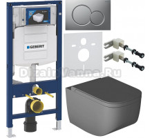 Комплект Унитаз подвесной Hatria Next A0Y1F108 безободковая, антрацит матовый + Крышка Y1F308 с микролифтом, антрацит матовый + Инсталляция Geberit Duofix UP 320 111.300.00.5 + Кнопка Sigma 01 115.770.JQ.5 лакированная, матовый хром + Крепления 111.815.00