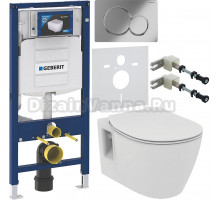 Комплект Унитаз подвесной Ideal Standard Connect E803501 + Крышка E772401 с микролифтом + Инсталляция Geberit Duofix UP 320 111.300.00.5 + Кнопка Sigma 01 115.770.21.5 хром + Крепления 111.815.00.1 к стене + Шумоизоляция 156.050.00.1