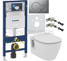 Комплект Унитаз подвесной Ideal Standard Connect E803501 + Крышка E772401 с микролифтом + Инсталляция Geberit Duofix UP 320 111.300.00.5 + Кнопка Sigma 01 115.770.JQ.5 лакированная, матовый хром + Крепления 111.815.00.1 к стене + Шумоизоляция 156.050.00.1