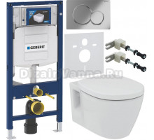 Комплект Унитаз подвесной Ideal Standard Connect E803501 + Крышка E712801 + Инсталляция Geberit Duofix UP 320 111.300.00.5 + Кнопка Sigma 01 115.770.21.5 хром + Крепления 111.815.00.1 к стене + Шумоизоляция 156.050.00.1