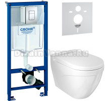 Комплект Унитаз подвесной BOCCHI Taormina Arch 1012-001-0129 белая + Крышка A0301-001 с микролифтом + Инсталляция Grohe Rapid SL 38772001 3 в 1 с кнопкой смыва + Шумоизоляция 37131000