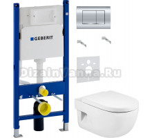 Комплект Унитаз подвесной Roca Meridian 346247000 + Крышка 8012A200B + Инсталляция Geberit Duofix Delta 458.163.21.1 с кнопкой смыва, хром + Шумоизоляция 156.050.00.1