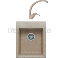 Комплект Мойка кухонная Polygran Argo 420 песочная + Смеситель 003189 высокий, песочный