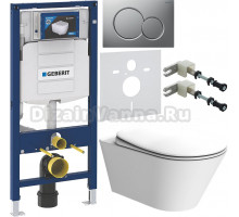 Комплект Унитаз подвесной Boheme Avva 972-MW белая матовая + Крышка 976-MW белая матовая + Инсталляция Geberit Duofix UP 320 111.300.00.5 + Кнопка Sigma 01 115.770.JQ.5 лакированная, матовый хром + Крепления 111.815.00.1 к стене + Шумоизоляция 156.050.00.