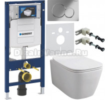 Комплект Унитаз подвесной ArtCeram A16 Rimless ASV003 05 00 безободковая, белая матовая + Крышка Slim ASA001 05 71 с микролифтом, белая матовая + Инсталляция Geberit Duofix UP 320 111.300.00.5 + Кнопка Sigma 01 115.770.21.5 хром + Крепления 111.815.00.1 к