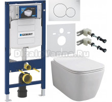 Комплект Унитаз подвесной ArtCeram A16 Rimless ASV003 05 00 безободковая, белая матовая + Крышка Slim ASA001 05 71 с микролифтом, белая матовая + Инсталляция Geberit Duofix UP 320 111.300.00.5 + Кнопка Sigma 01 115.770.11.5 белая + Крепления 111.815.00.1