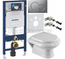 Комплект Унитаз подвесной Cezares King palace CZR-163-TH + Крышка Giubileo CZR-6045-SC с микролифтом + Инсталляция Geberit Duofix UP 320 111.300.00.5 + Кнопка Sigma 01 115.770.JQ.5 лакированная, матовый хром + Крепления 111.815.00.1 к стене + Шумоизоляция
