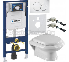 Комплект Унитаз подвесной Cezares King palace CZR-163-TH + Крышка Giubileo CZR-6045-SC с микролифтом + Инсталляция Geberit Duofix UP 320 111.300.00.5 + Кнопка Sigma 01 115.770.11.5 белая + Крепления 111.815.00.1 к стене + Шумоизоляция 156.050.00.1