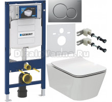 Комплект Унитаз подвесной Ideal Standard BLEND CUBE T368601 + Крышка BLEND CUBE T521101 с микролифтом + Инсталляция Geberit Duofix UP 320 111.300.00.5 + Кнопка Sigma 01 115.770.JQ.5 лакированная, матовый хром + Крепления 111.815.00.1 к стене + Шумоизоляци