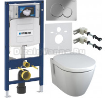 Комплект Унитаз подвесной Ideal Standard Connect E781901 с функцией биде + Крышка E712801 + Инсталляция Geberit Duofix UP 320 111.300.00.5 + Кнопка Sigma 01 115.770.21.5 хром + Крепления 111.815.00.1 к стене + Шумоизоляция 156.050.00.1