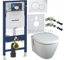Комплект Унитаз подвесной Ideal Standard Connect E781901 с функцией биде + Крышка E712801 + Инсталляция Geberit Duofix UP 320 111.300.00.5 + Кнопка Sigma 01 115.770.11.5 белая + Крепления 111.815.00.1 к стене + Шумоизоляция 156.050.00.1