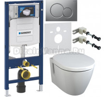 Комплект Унитаз подвесной Ideal Standard Connect E781901 с функцией биде + Крышка E712701 с микролифтом, петли хром + Инсталляция Geberit Duofix UP 320 111.300.00.5 + Кнопка Sigma 01 115.770.JQ.5 лакированная, матовый хром + Крепления 111.815.00.1 к стене