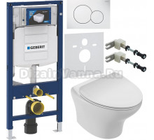 Комплект Унитаз подвесной Jacob Delafon Nouvelle Vague EDK102-00 + Крышка E22124-00 с микролифтом + Инсталляция Geberit Duofix UP 320 111.300.00.5 + Кнопка Sigma 01 115.770.11.5 белая + Крепления 111.815.00.1 к стене + Шумоизоляция 156.050.00.1