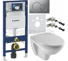 Комплект Унитаз подвесной Jacob Delafon Patio E4187 + Крышка E4267 + Инсталляция Geberit Duofix UP 320 111.300.00.5 + Кнопка Sigma 01 115.770.JQ.5 лакированная, матовый хром + Крепления 111.815.00.1 к стене + Шумоизоляция 156.050.00.1